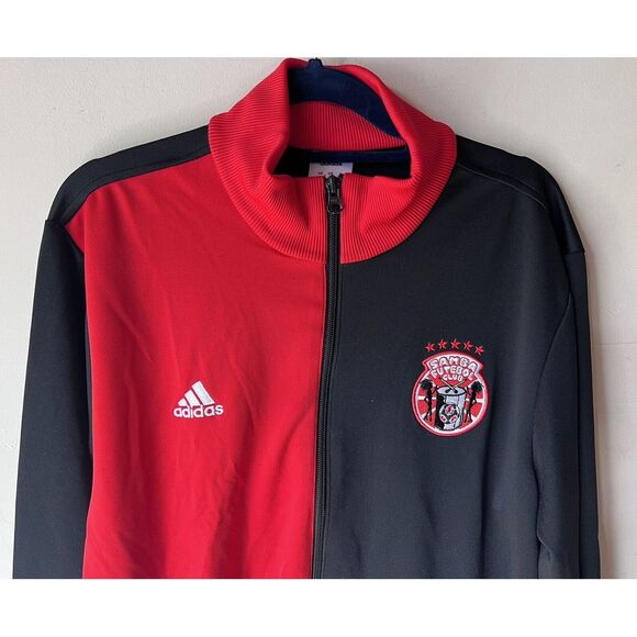 adidas MENS L SAMBA FUTEBOL CLUB SOCCER‎ BRAZIL BRASIL JACKET BLACK RED RARE - Picture 2 of 7